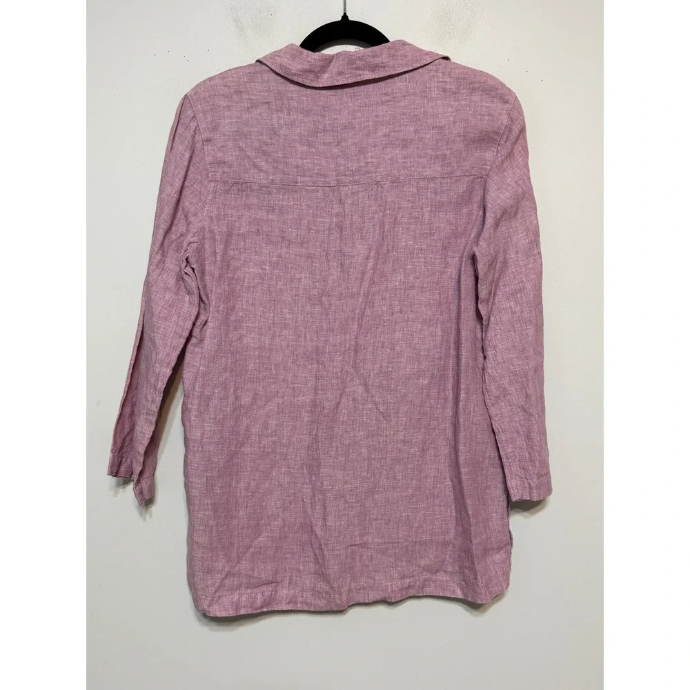 St. Tropez Linen Coastal Minamilist Tunic Top Womens Size S Timeless Resortcore - Picture 3 of 7